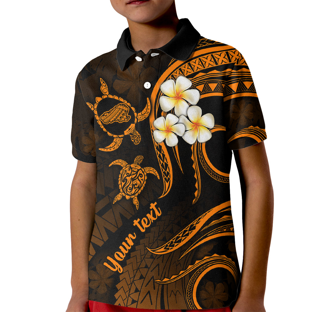 Personalised Kahoolawe Hawaii Kid Polo Shirt Polynesian Tattoo and Pacific Plumeria Gold Vibe LT9 Kid Gold - Polynesian Pride