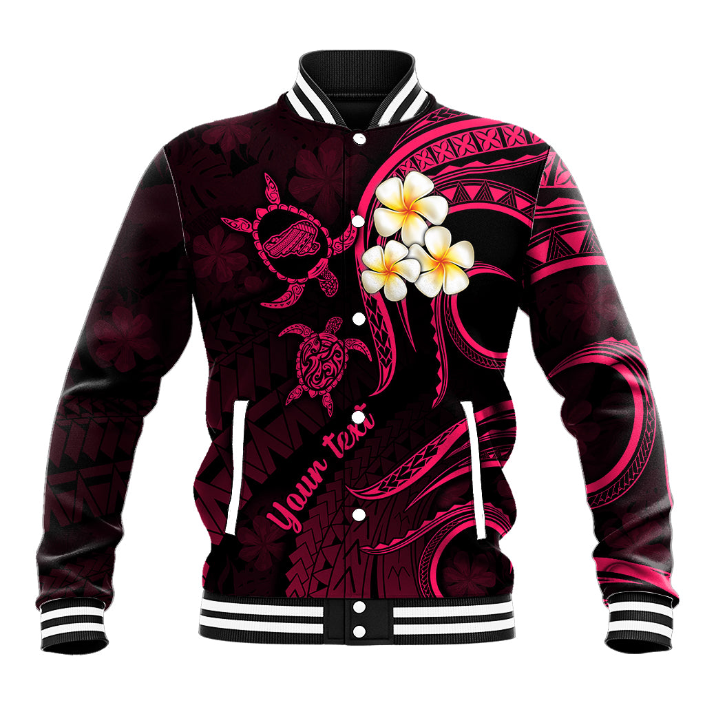 Personalised Kahoolawe Hawaii Baseball Jacket Polynesian Tattoo and Pacific Plumeria Pink Vibe LT9 Unisex Pink - Polynesian Pride