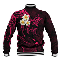 Personalised Kahoolawe Hawaii Baseball Jacket Polynesian Tattoo and Pacific Plumeria Pink Vibe LT9 - Polynesian Pride