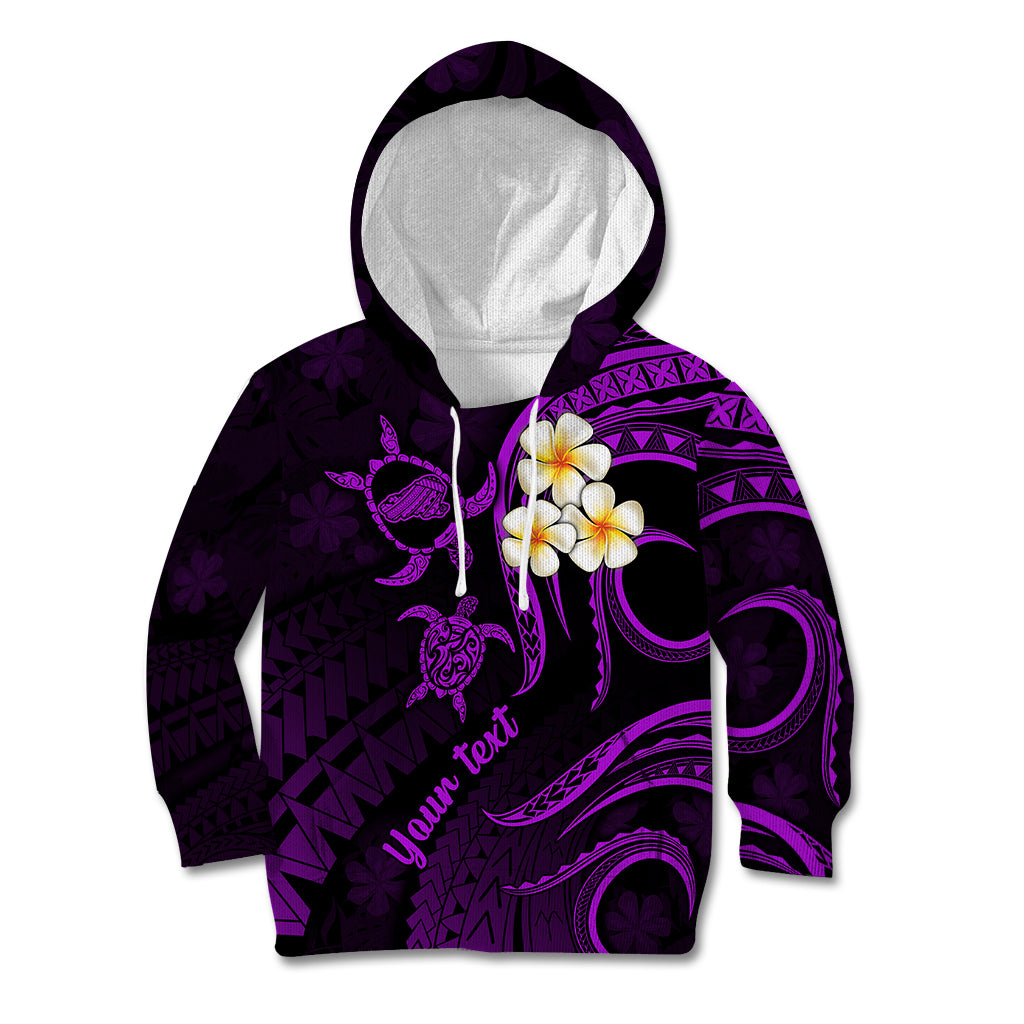 Personalised Kahoolawe Hawaii Kid Hoodie Polynesian Tattoo and Pacific Plumeria Purple Vibe LT9 Hoodie Purple - Polynesian Pride
