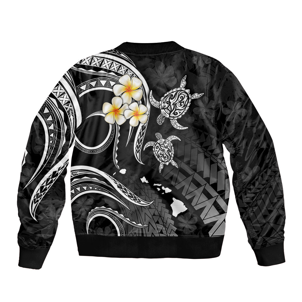 Personalised Kahoolawe Hawaii Sleeve Zip Bomber Jacket Polynesian Tattoo and Pacific Plumeria White Vibe LT9 - Polynesian Pride
