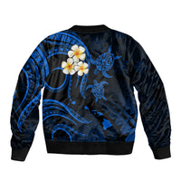 Hawaii Bomber Jacket Maui Islands Pacific Plumeria Blue Vibe LT9 - Polynesian Pride