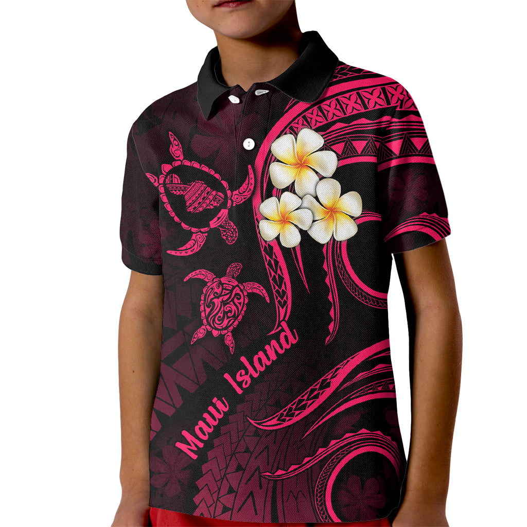 Hawaii Kid Polo Shirt Maui Islands Pacific Plumeria Pink Vibe LT9 Kid Pink - Polynesian Pride