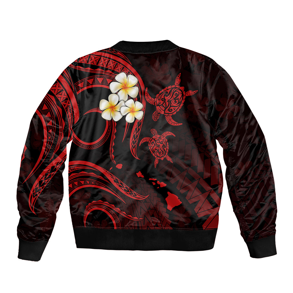 Hawaii Bomber Jacket Maui Islands Pacific Plumeria Red Vibe LT9 - Polynesian Pride