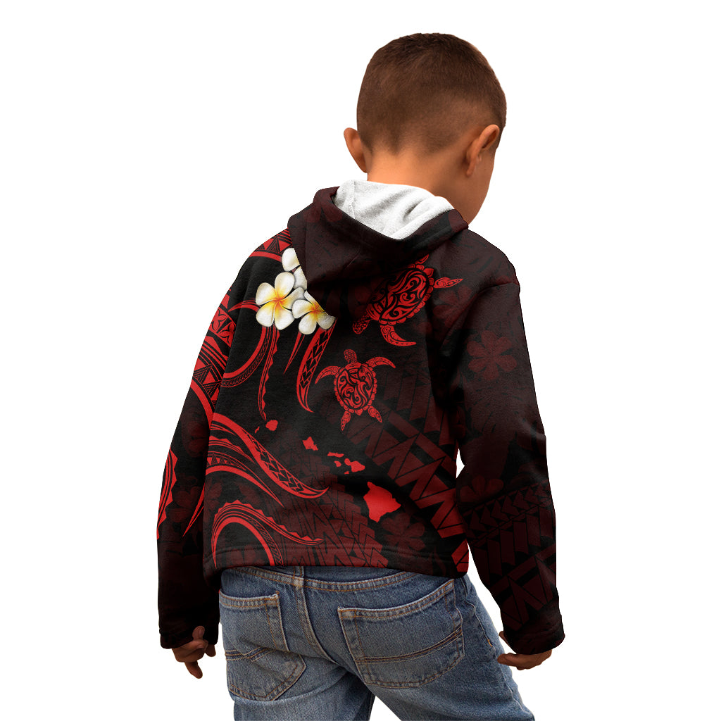 Hawaii Kid Hoodie Maui Islands Pacific Plumeria Red Vibe LT9 - Polynesian Pride