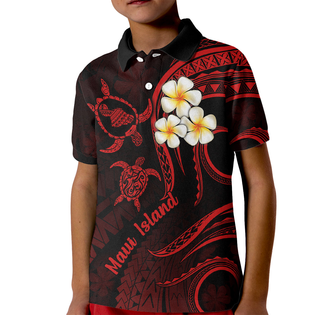Hawaii Kid Polo Shirt Maui Islands Pacific Plumeria Red Vibe LT9 Kid Red - Polynesian Pride