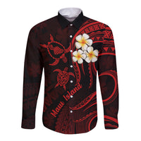 Hawaii Long Sleeve Button Shirt Maui Islands Pacific Plumeria Red Vibe LT9 Unisex Red - Polynesian Pride