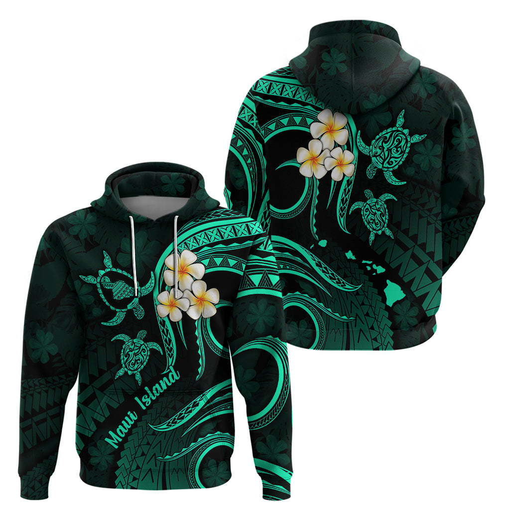 Hawaii Hoodie Maui Islands Pacific Plumeria Turquoise Vibe LT9 - Polynesian Pride
