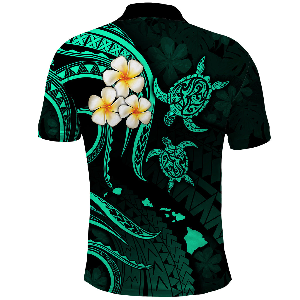 Hawaii Polo Shirt Maui Islands Pacific Plumeria Turquoise Vibe LT9 - Polynesian Pride