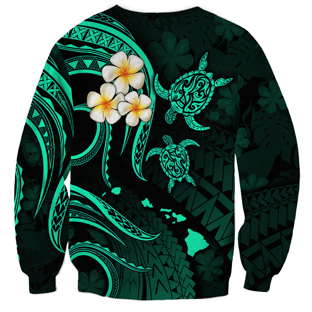 Hawaii Sweatshirt Maui Islands Pacific Plumeria Turquoise Vibe LT9 - Polynesian Pride