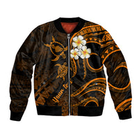 Personalised Maui Hawaii Bomber Jacket Polynesian Tattoo and Pacific Plumeria Gold Vibe LT9 Unisex Gold - Polynesian Pride