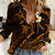 Hawaii Women Casual Shirt Oahu Islands Pacific Plumeria Gold Vibe LT9 Female Gold - Polynesian Pride