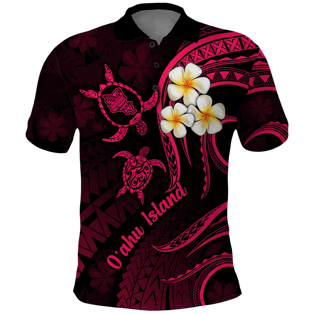 Hawaii Polo Shirt Oahu Islands Pacific Plumeria Pink Vibe LT9 Pink - Polynesian Pride