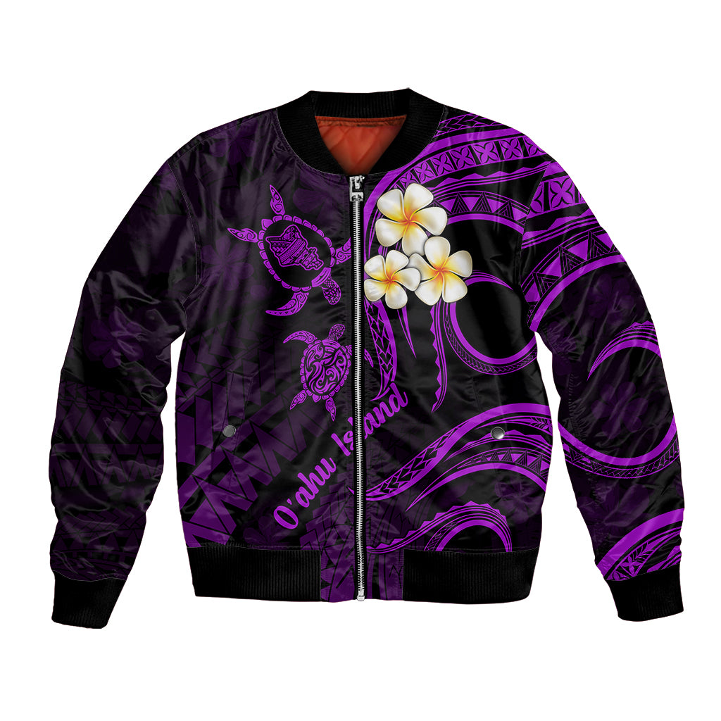 Hawaii Bomber Jacket Oahu Islands Pacific Plumeria Purple Vibe LT9 Unisex Purple - Polynesian Pride