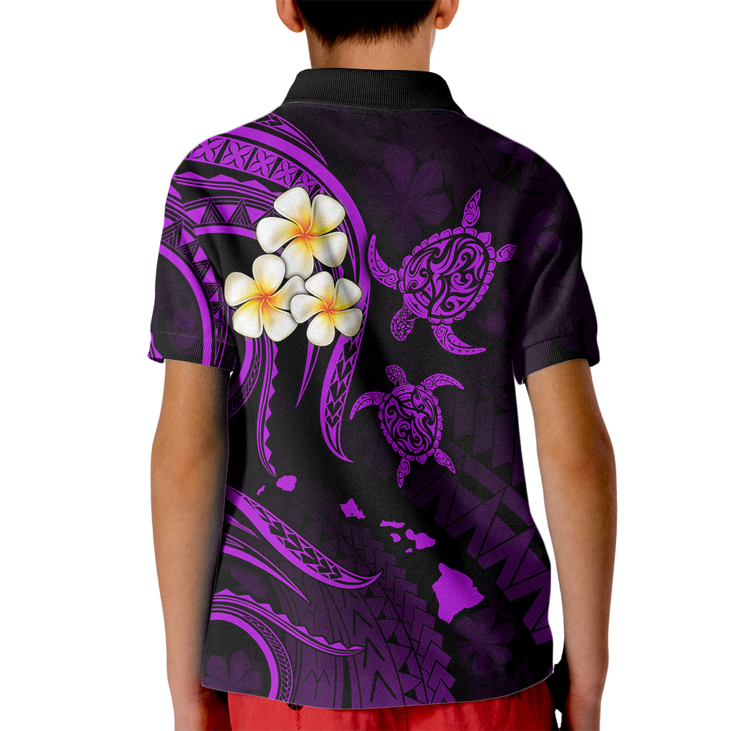 Hawaii Kid Polo Shirt Oahu Islands Pacific Plumeria Purple Vibe LT9 - Polynesian Pride