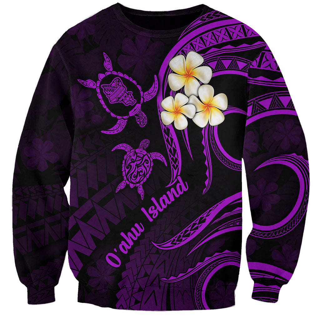 Hawaii Sweatshirt Oahu Islands Pacific Plumeria Purple Vibe LT9 Unisex Purple - Polynesian Pride