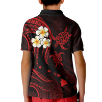 Hawaii Kid Polo Shirt Oahu Islands Pacific Plumeria Red Vibe LT9 - Polynesian Pride