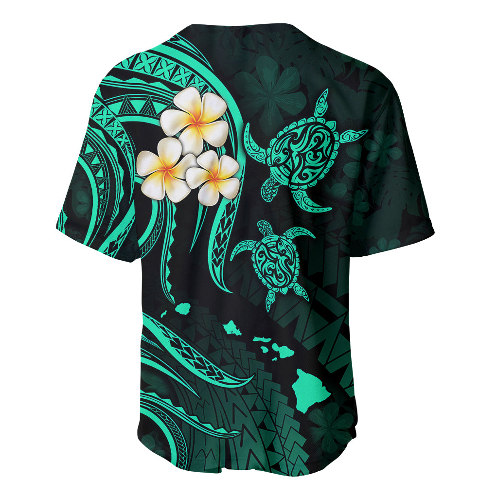 Hawaii Baseball Jersey Oahu Islands Pacific Plumeria Turquoise Vibe LT9 - Polynesian Pride
