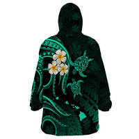 Hawaii Wearable Blanket Hoodie Oahu Islands Pacific Plumeria Turquoise Vibe LT9 - Polynesian Pride