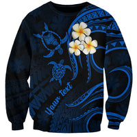 Personalised Oahu Hawaii Sweatshirt Polynesian Tattoo and Pacific Plumeria Blue Vibe LT9 Unisex Blue - Polynesian Pride