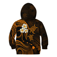 Personalised Oahu Hawaii Kid Hoodie Polynesian Tattoo and Pacific Plumeria Gold Vibe LT9 - Polynesian Pride