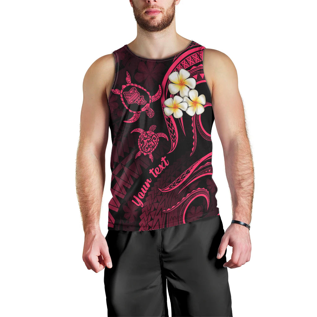 Personalised Oahu Hawaii Men Tank Top Polynesian Tattoo and Pacific Plumeria Pink Vibe LT9 - Polynesian Pride