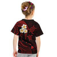 Personalised Oahu Hawaii Kid T Shirt Polynesian Tattoo and Pacific Plumeria Red Vibe LT9 - Polynesian Pride