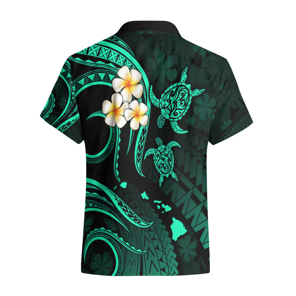Personalised Oahu Hawaii Hawaiian Shirt Polynesian Tattoo and Pacific Plumeria Turquoise Vibe LT9 - Polynesian Pride