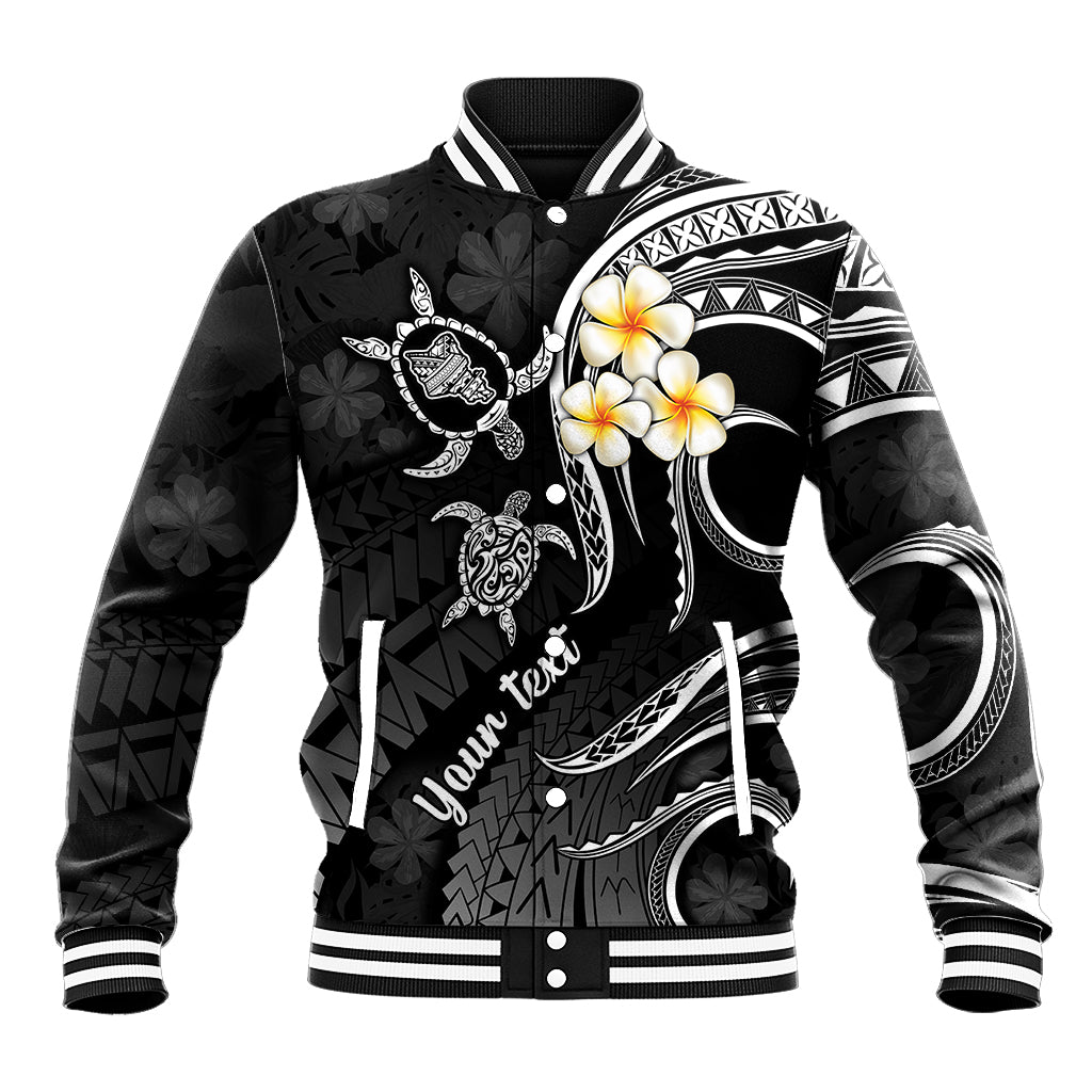 Personalised Oahu Hawaii Baseball Jacket Polynesian Tattoo and Pacific Plumeria White Vibe LT9 Unisex White - Polynesian Pride
