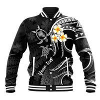 Personalised Oahu Hawaii Baseball Jacket Polynesian Tattoo and Pacific Plumeria White Vibe LT9 Unisex White - Polynesian Pride