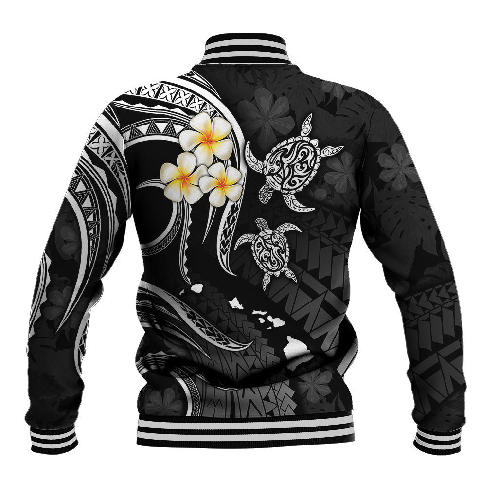 Personalised Oahu Hawaii Baseball Jacket Polynesian Tattoo and Pacific Plumeria White Vibe LT9 - Polynesian Pride