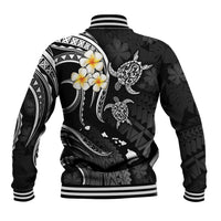 Personalised Oahu Hawaii Baseball Jacket Polynesian Tattoo and Pacific Plumeria White Vibe LT9 - Polynesian Pride