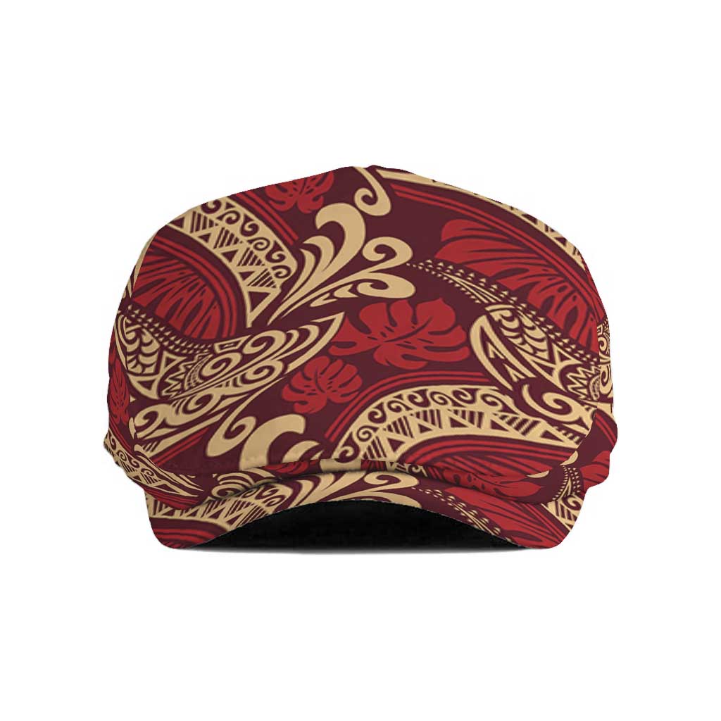 Luxury Red Monstera Jeff Hat Polynesian Tribal Pattern LT01 Red - Polynesian Pride