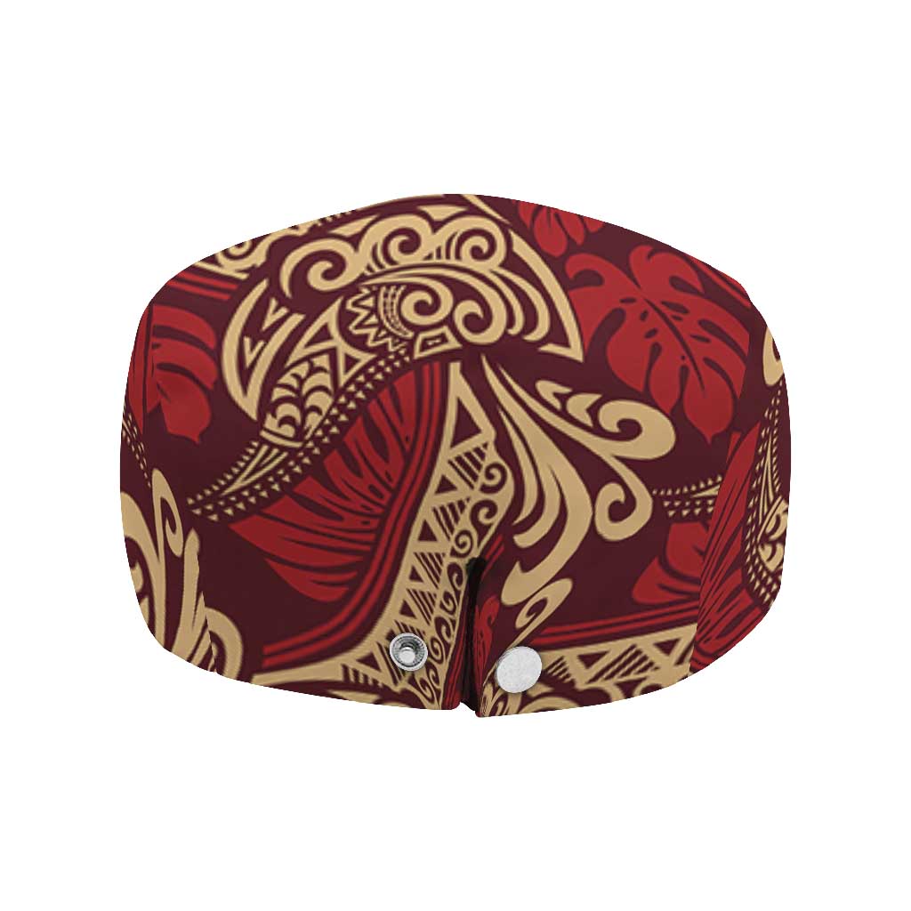 Luxury Red Monstera Jeff Hat Polynesian Tribal Pattern LT01 - Polynesian Pride