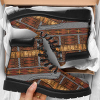 Malo e Lelei Tonga All Season Boots Tongan Ngatu Tapa Cloth LT14 Orange - Polynesian Pride
