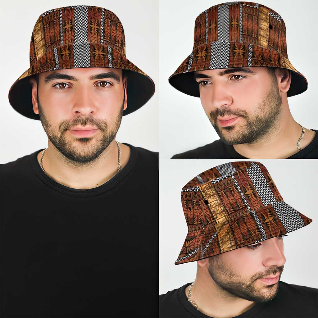 Malo e Lelei Tonga Bucket Hat Tongan Ngatu Tapa Cloth LT14 - Polynesian Pride