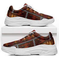 Malo e Lelei Tonga Chunky Sneakers Tongan Ngatu Tapa Cloth LT14 Orange - Polynesian Pride