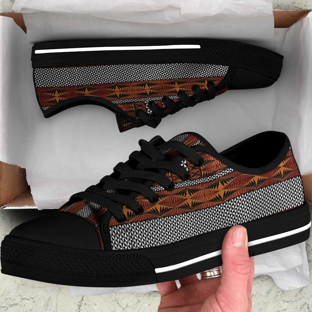 Malo e Lelei Tonga Low Top Shoes Tongan Ngatu Tapa Cloth LT14 Orange - Polynesian Pride