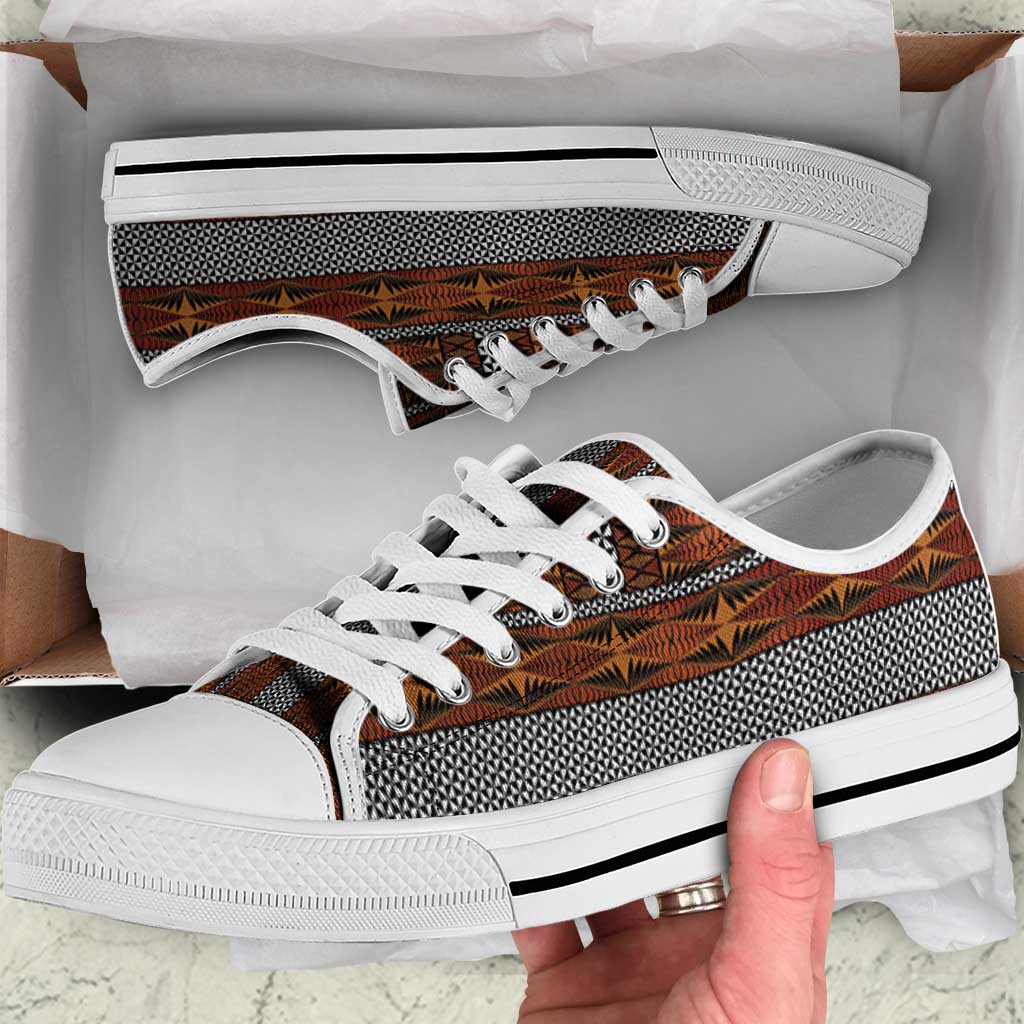 Malo e Lelei Tonga Low Top Shoes Tongan Ngatu Tapa Cloth LT14 Orange - Polynesian Pride