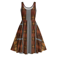 Malo e Lelei Tonga Midi Dress Tongan Ngatu Tapa Cloth LT14 Orange - Polynesian Pride