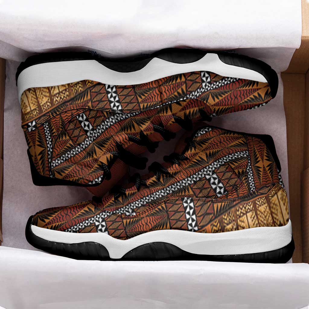 Malo e Lelei Tonga Sneakers J11 Tongan Ngatu Tapa Cloth LT14 - Polynesian Pride