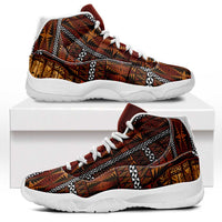 Malo e Lelei Tonga Sneakers J11 Tongan Ngatu Tapa Cloth LT14 Orange - Polynesian Pride