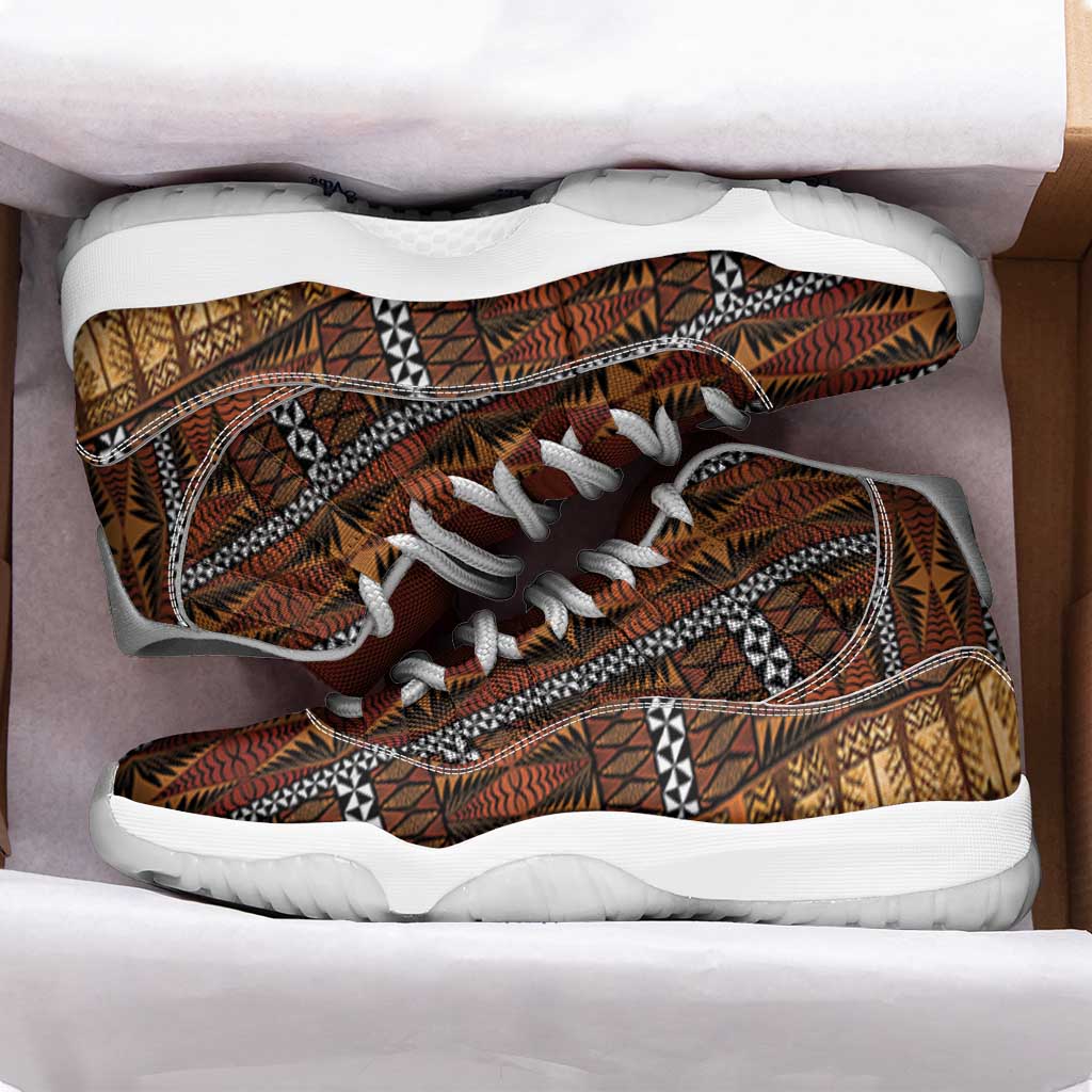 Malo e Lelei Tonga Sneakers J11 Tongan Ngatu Tapa Cloth LT14 - Polynesian Pride