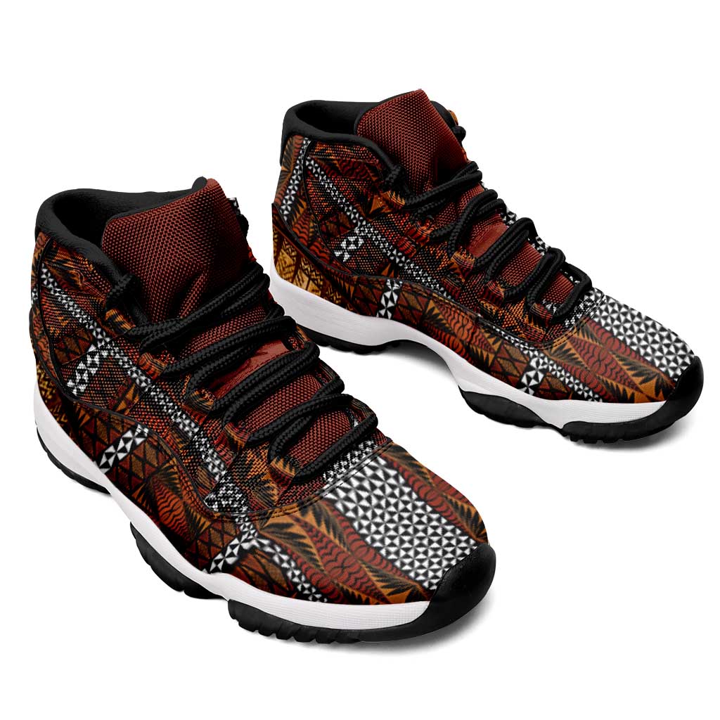 Malo e Lelei Tonga Sneakers J11 Tongan Ngatu Tapa Cloth LT14 - Polynesian Pride