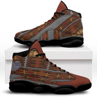 Malo e Lelei Tonga Sneakers J13 Tongan Ngatu Tapa Cloth LT14 Orange - Polynesian Pride