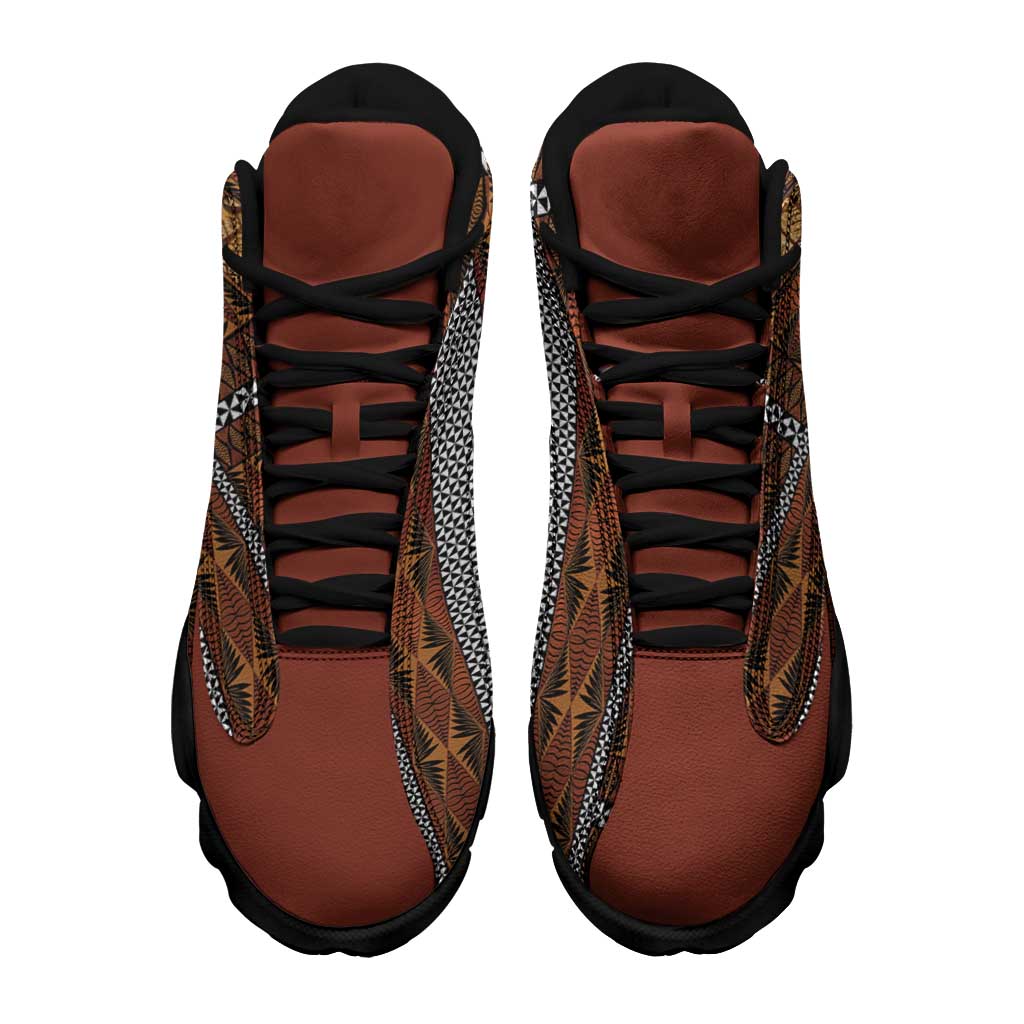Malo e Lelei Tonga Sneakers J13 Tongan Ngatu Tapa Cloth LT14 - Polynesian Pride