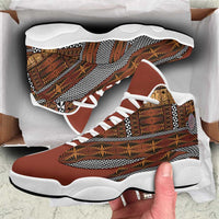 Malo e Lelei Tonga Sneakers J13 Tongan Ngatu Tapa Cloth LT14 Orange - Polynesian Pride
