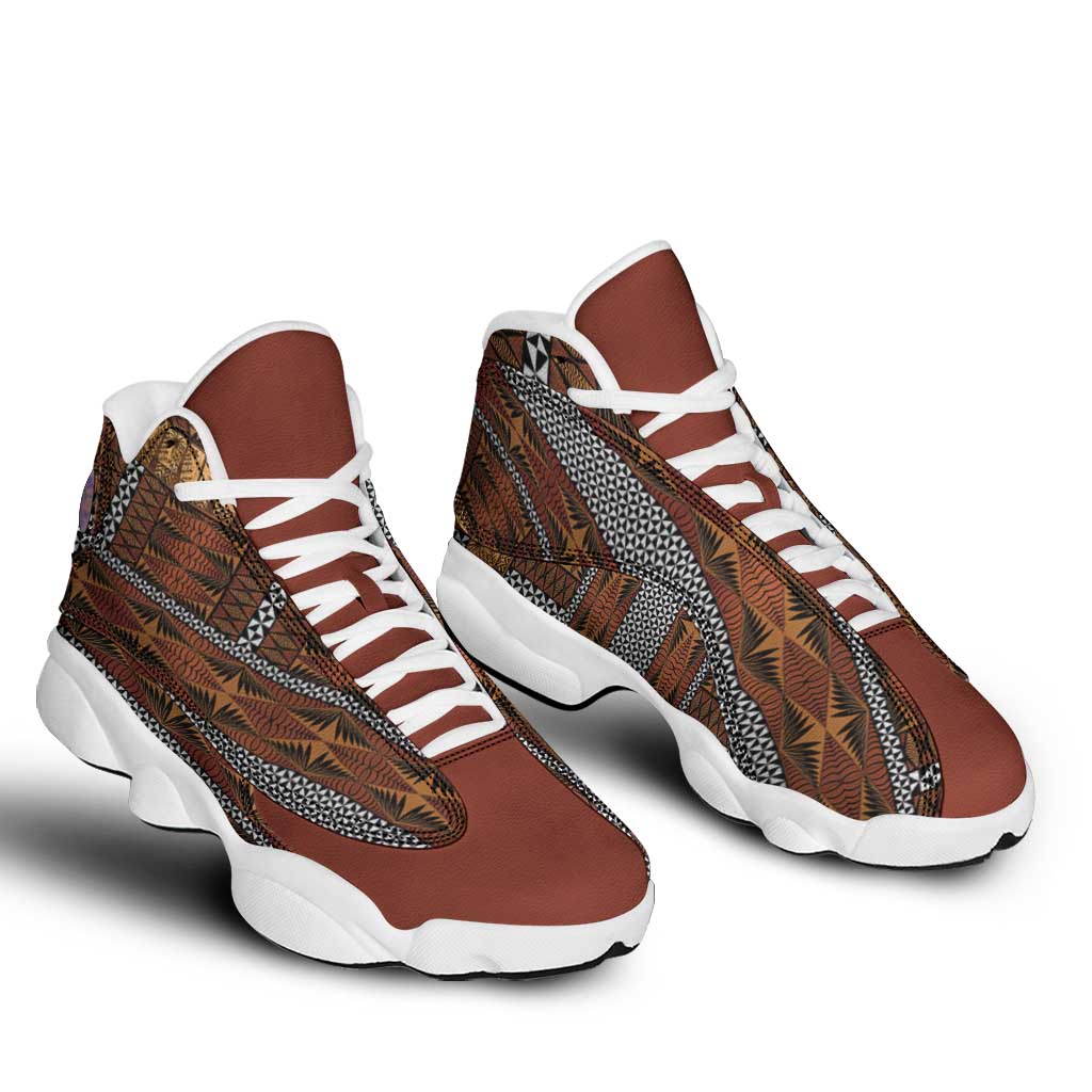 Malo e Lelei Tonga Sneakers J13 Tongan Ngatu Tapa Cloth LT14 - Polynesian Pride