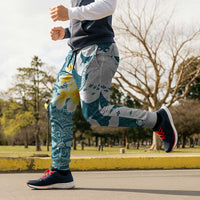 Maori Manta Ray Plumeria Teal Jogger Pants - Polynesian Pride