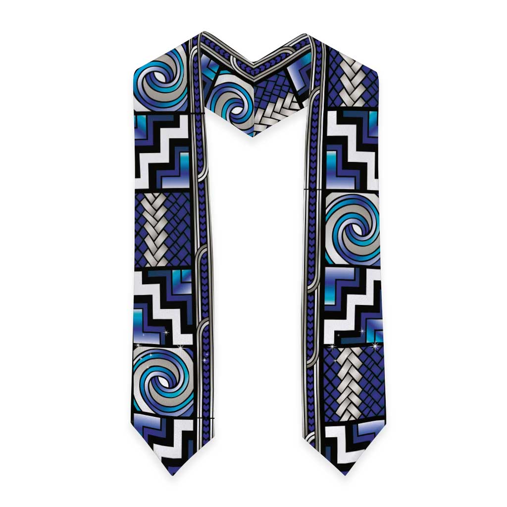 Maori Matariki Graduation Stole Blue Galaxy Aesthetic Koru Art